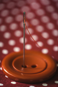Red sewing accessories