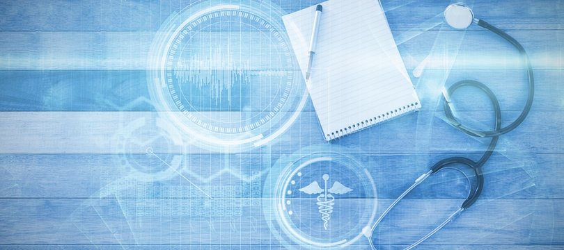 Composite image of digital composite image of dna helix