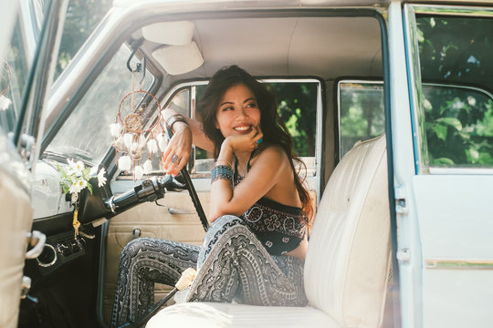 Beautiful Wanderer on a Road Trip