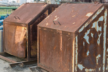 rusted scrap containers