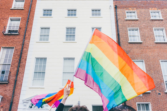 Gay Pride parade in city