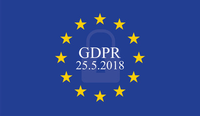 General Data Protection Regulation (GDPR) on european union flag