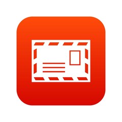 Fototapeta premium Postage envelope with stamp icon digital red