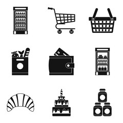 Sweet cake icons set, simple style