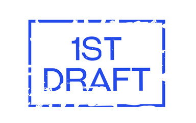 First draft sticker. Authentic design graphic stamp.