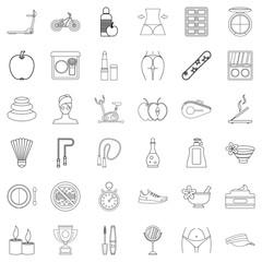 Spa icons set, outline style