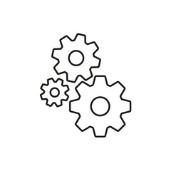 Cogs outline icon. Gear sign Isolated on white background. Vector illustration.