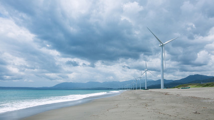 Windmill farm situated along the beach