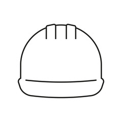 Construction helmet outline icon. Builder helmet. Vector illustration.
