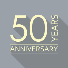 50 years anniversary emblem. Anniversary icon or label. 50 years celebration and congratulation design element. Vector illustration.