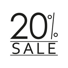 20% sale. Price off icon with 20 percent discount. Vector illustration.