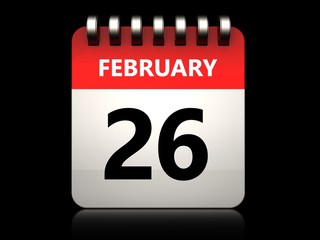 3d 26 february calendar