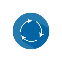recycling arrows round icon long shadow vector