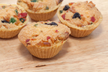 mix Fruit Cookie Cup on wooden plate
