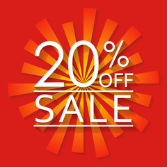 20% off. Sale and discount price banner. Sales tag design template. Vector illustration.