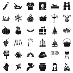 Holiday icons set, simple style
