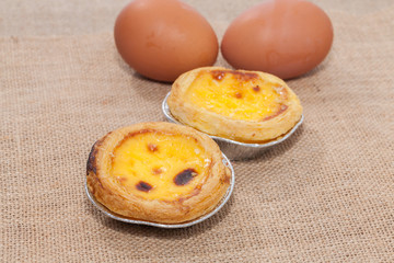 egg tarts on sack