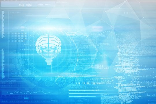 Composite image of dna helix and brain interface