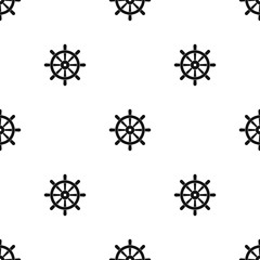 Wooden ship wheel pattern seamless black