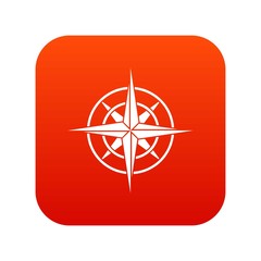 Ancient compass icon digital red