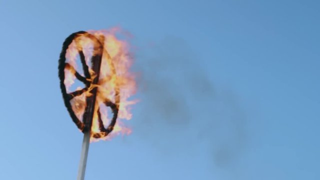 Wheel of samsara being on fire