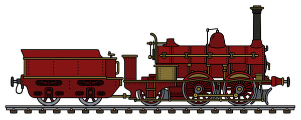 Historical red steam locomotive © vostal