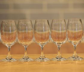 The neatly arranged glasses