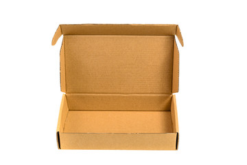 Brown tray or brown paper package or cardboard box isolated with soft shadow.