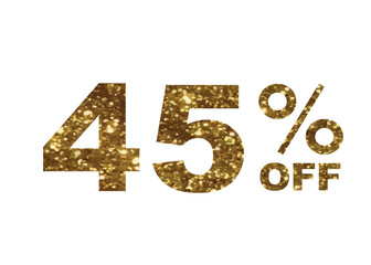 Luxury golden glitter forty five percent special discount word text