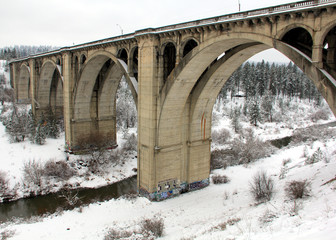 Arched Bridge During Winter 