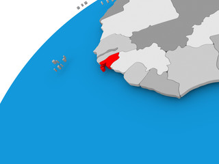 Map of Guinea-Bissau in red