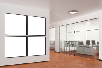 Blank poster on the wall in modern office