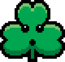 Surprised 8-Bit Cartoon Shamrock