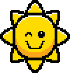 Fototapeta premium Winking 8-Bit Cartoon Sun