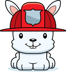 Cartoon Smiling Firefighter Bunny