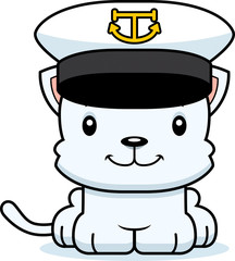 Cartoon Smiling Boat Captain Kitten