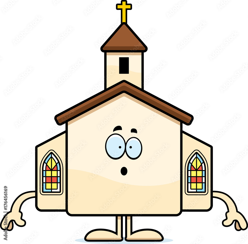 Canvas Prints Surprised Cartoon Church