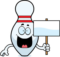 Cartoon Bowling Pin Sign
