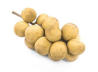 Long Gong fruit ,Lansium parasiticum on a white background.