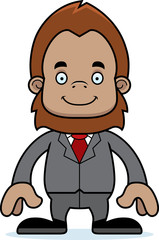 Cartoon Smiling Businessperson Sasquatch