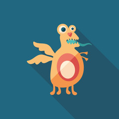 Candy monster flat square icon with long shadows.