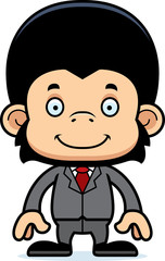 Cartoon Smiling Businessperson Chimpanzee