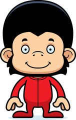 Cartoon Smiling Chimpanzee In Pajamas
