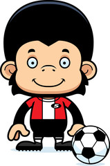 Cartoon Smiling Soccer Player Chimpanzee