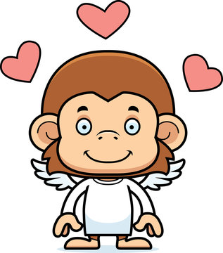 Cartoon Smiling Cupid Monkey
