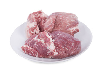 raw pork neck isolated on white