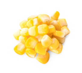 Sweet whole kernel corn on white background