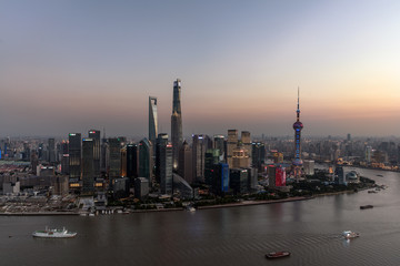Obraz premium Shanghai city of Lujiazui sunset