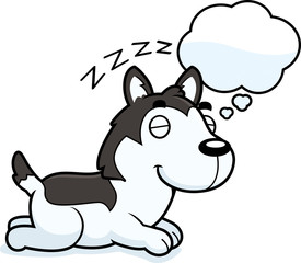 Cartoon Husky Dreaming