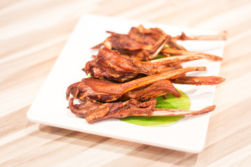 Fried duck mouth